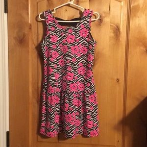 FADED GLORY Zebra Print Pink Floral Dress EUC 7/8